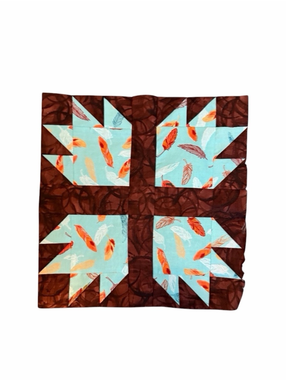 9 Piece Mixed Fabric Quilt Blocks Sewn Cotton Fabric Squares Southwestern Theme - Picture 3 of 6